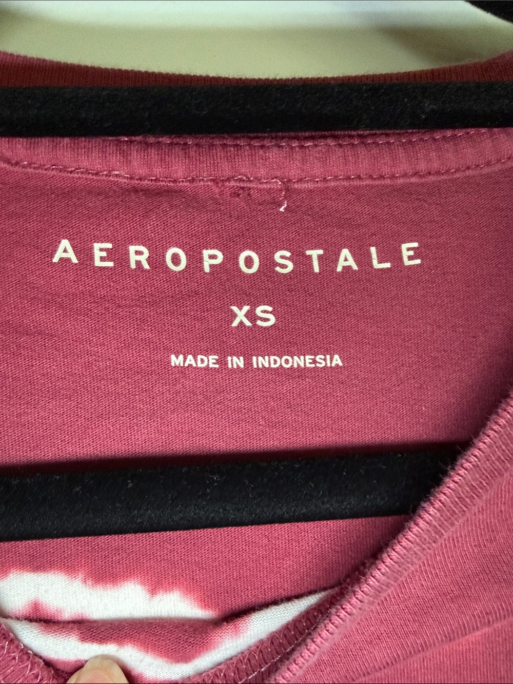 Aeropostale Women's Maroon Tie-Dye Stripe Short Sleeve Cotton Tee Size X Small - Picture 2 of 6